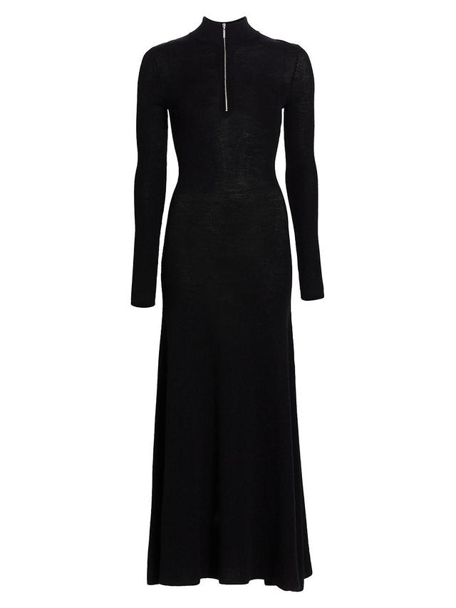 Womens Ribbed Wool Turtleneck Maxi Dress Product Image