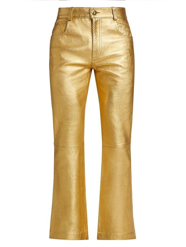 Mens Flared Leather Metallic Trousers Product Image