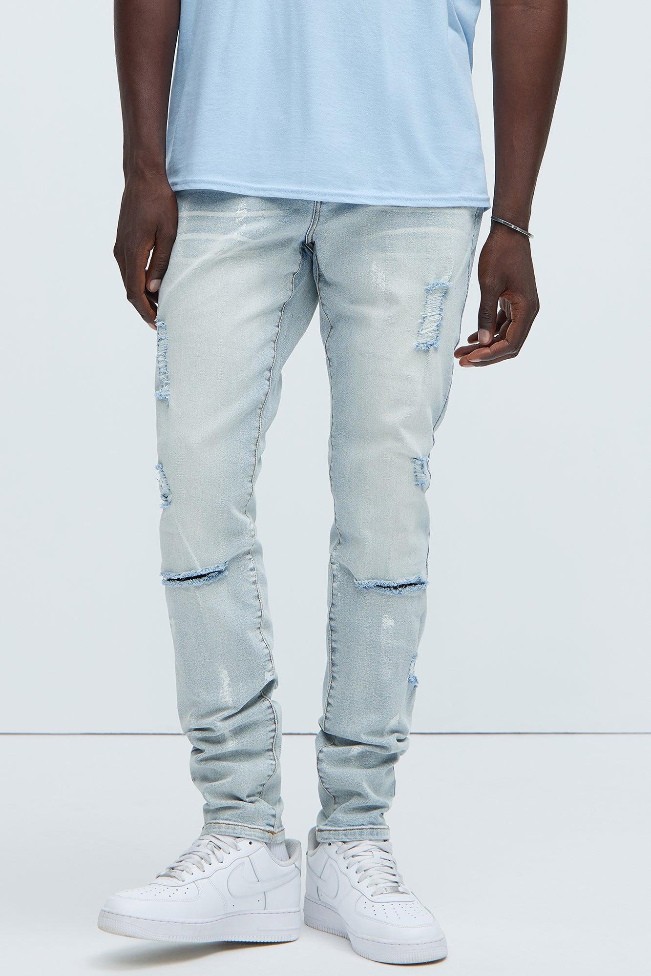 Nicely Paint Ripped Stacked Skinny Flared Jeans - Light Wash product image