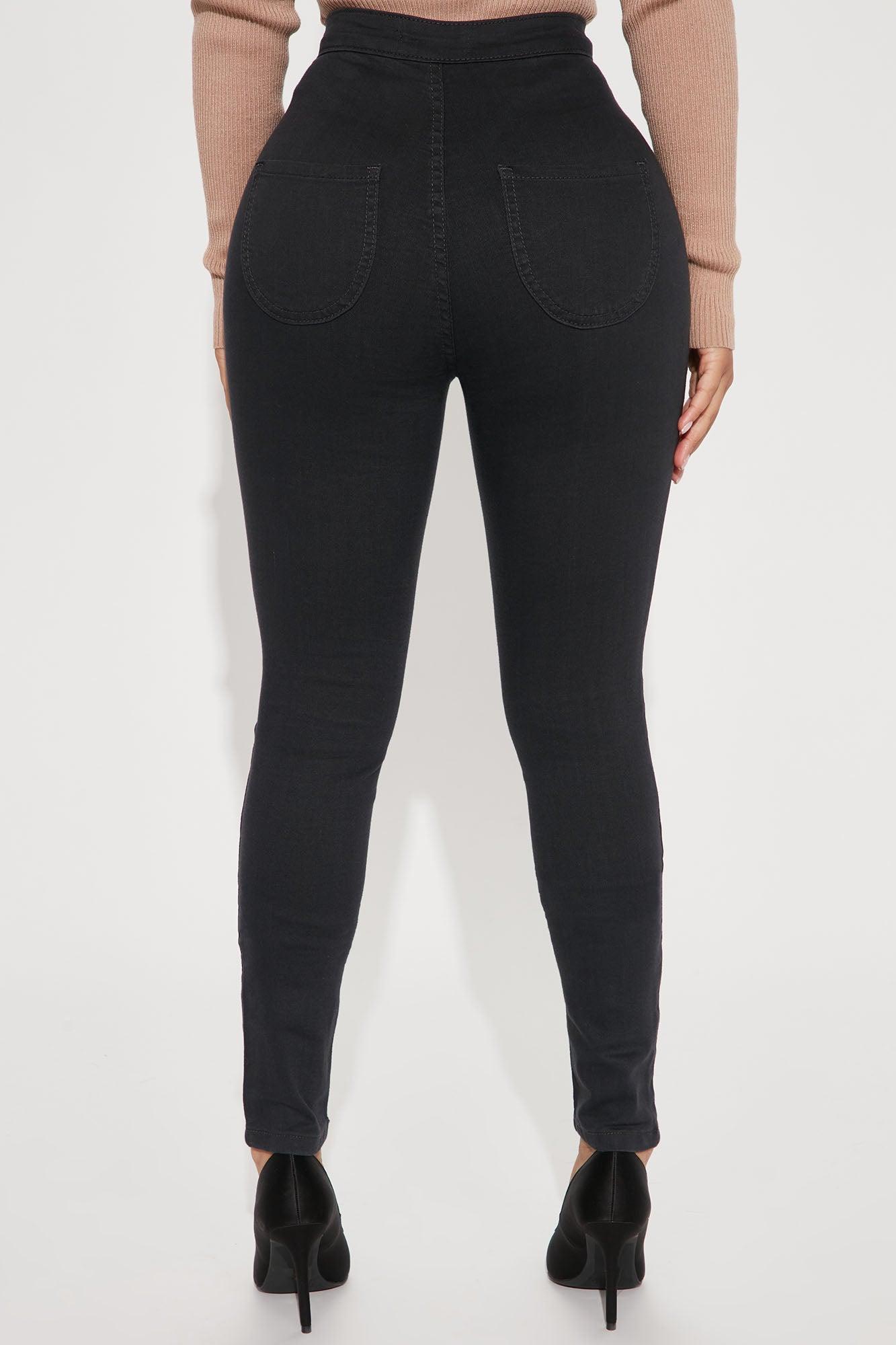 Petite Super High Waist Denim Skinnies - Black Product Image