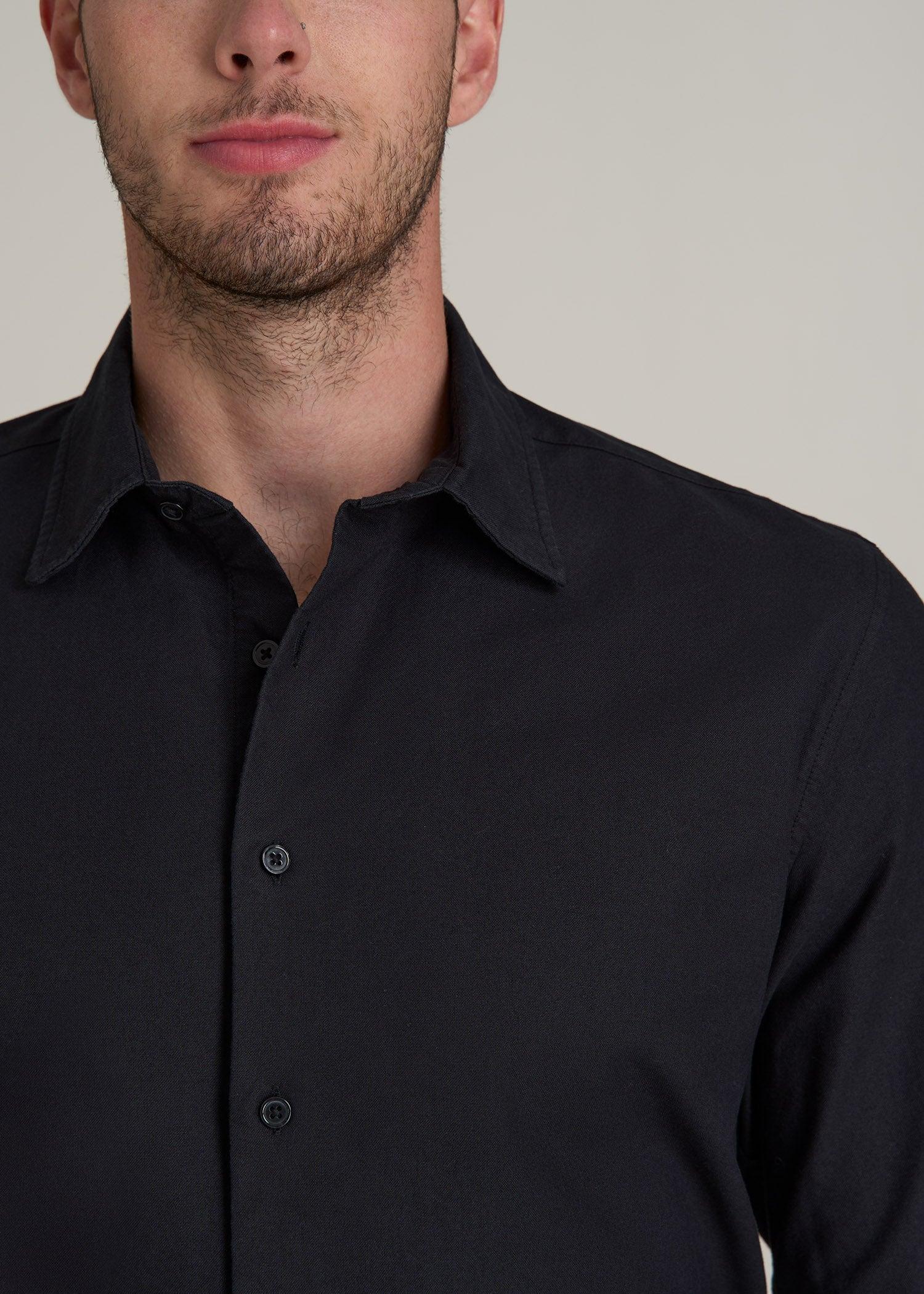 Pinpoint Oxford Shirt for Tall Men in Black Product Image