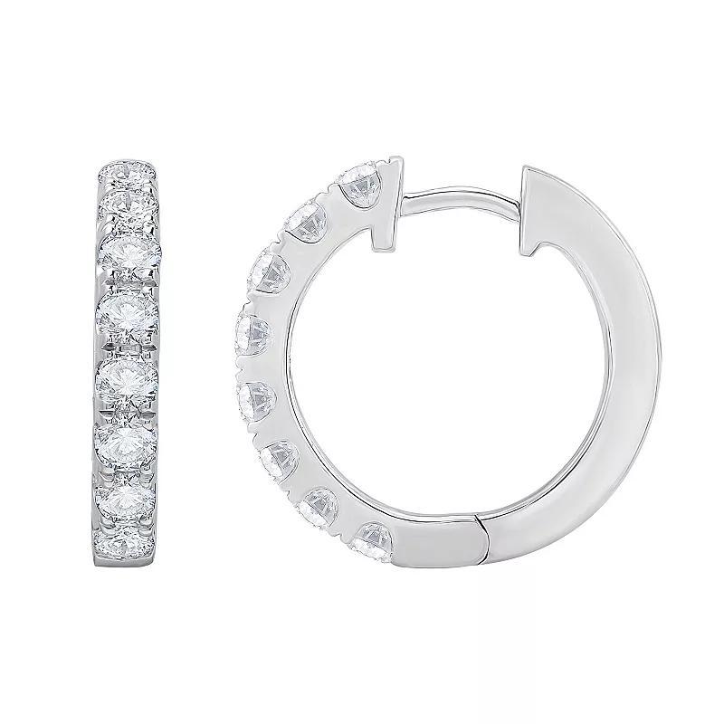 Diamond Medley 14k White Gold 1 9/10 Carat T.W. Lab Grown Diamond Hoop Earrings, Womens Product Image