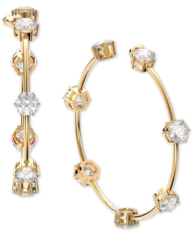 Swarovski Gold-Tone Crystal Studded Hoop Earrings Product Image