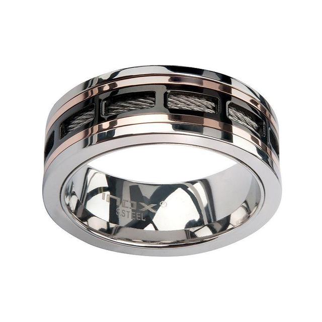 Mens Black Plated Spinner Window Stainless Steel Ring Tone Product Image