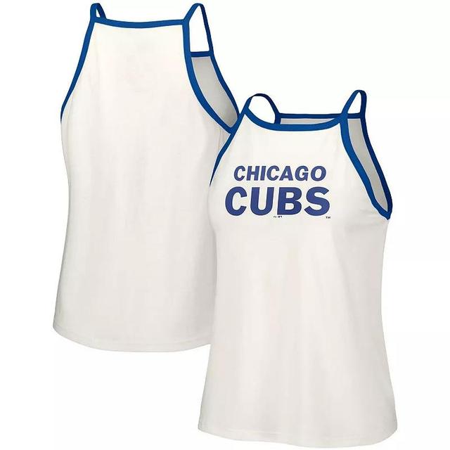 Womens Lusso Style White Chicago Cubs Nadine Halter Tank Top Product Image