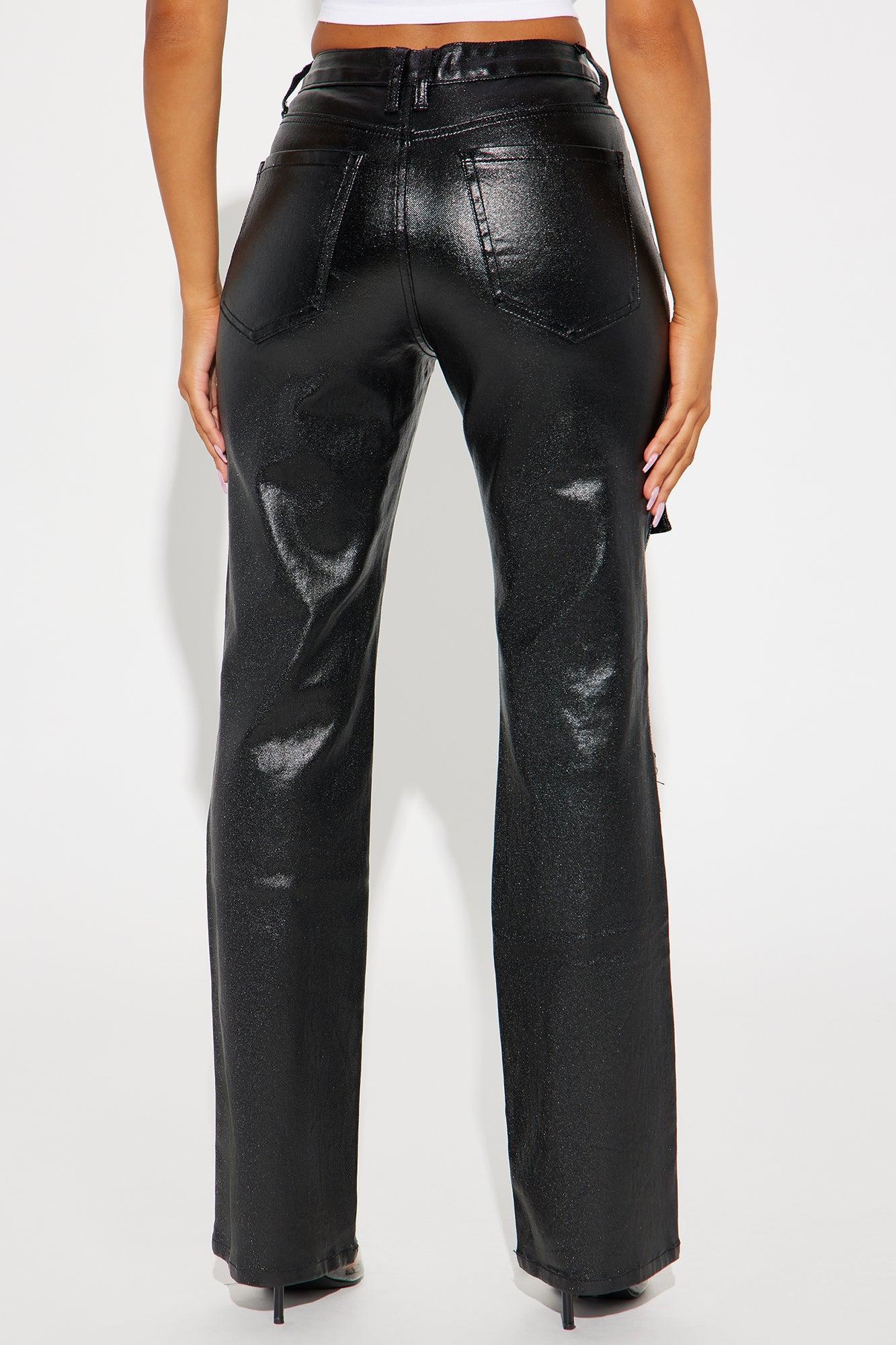 Nothin' Better Faux Leather Cargo Pant - Black Product Image