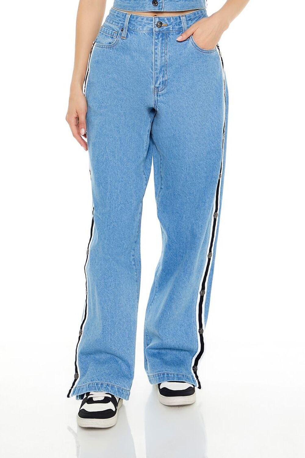 Striped-Trim Baggy Jeans | Forever 21 Product Image