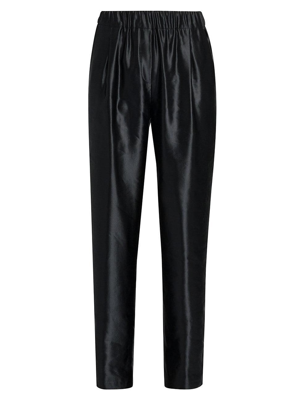 Womens Satin Linen-Silk Pants Product Image