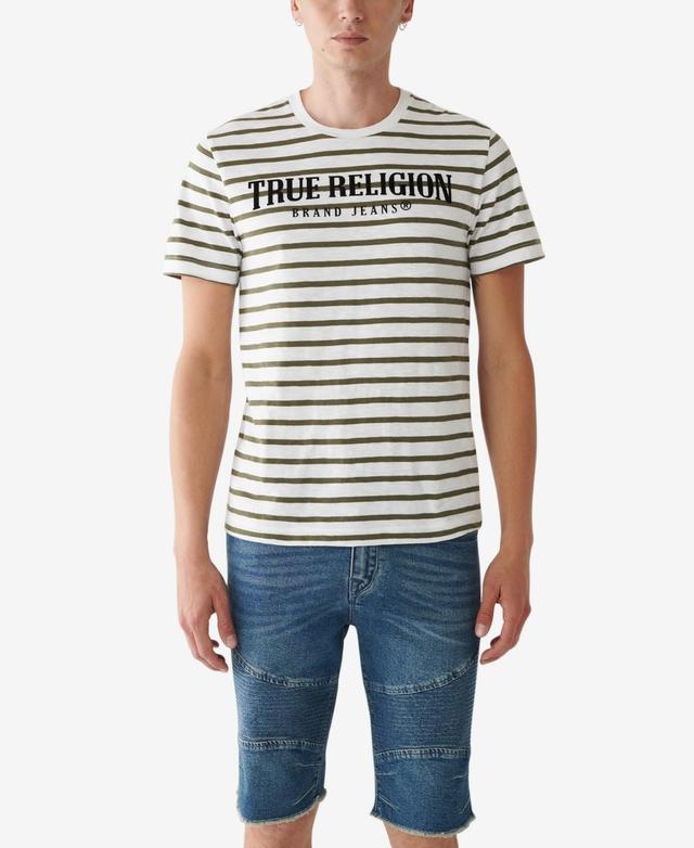 True Religion Mens Short Sleeve Arch Logo Stripe T-shirt - Optic White Product Image