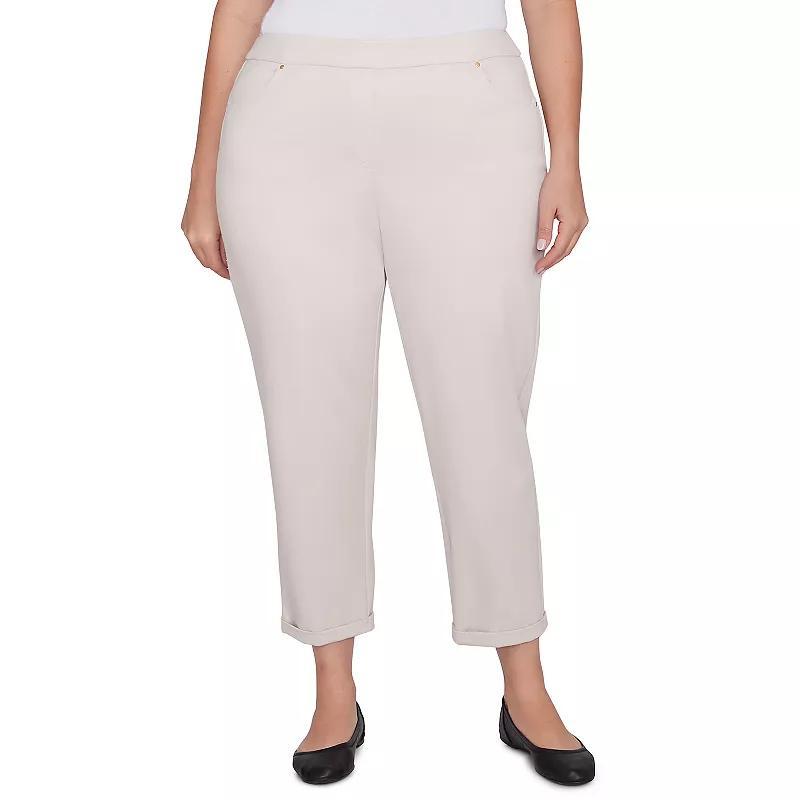 Plus Size Alfred Dunner Cuffed Ankle Ponte Pants, Womens Grey Product Image