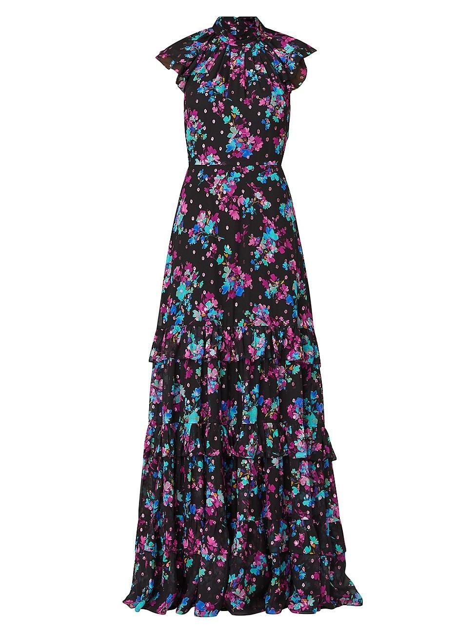 Loretta Tiered Floral-Print Ruffle Gown Product Image