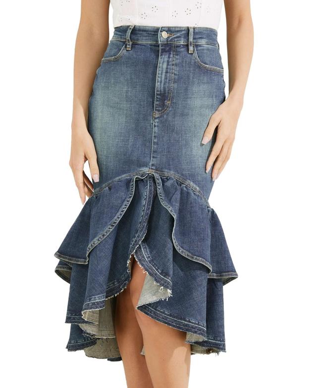 Women's Marina Ruffled-Hem Denim Skirt Product Image