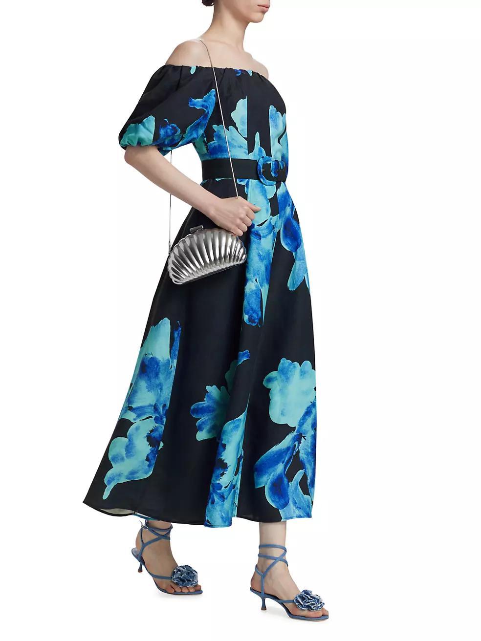 Santha Floral Off-the-Shoulder Midi-Dress Product Image