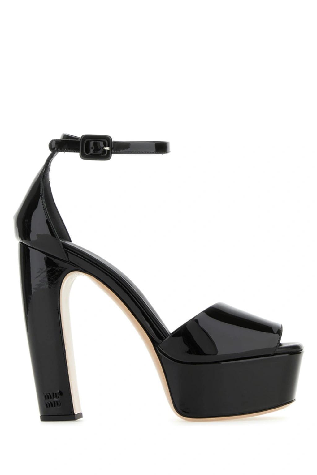 Patent-leather Platform Sandals In Black product image