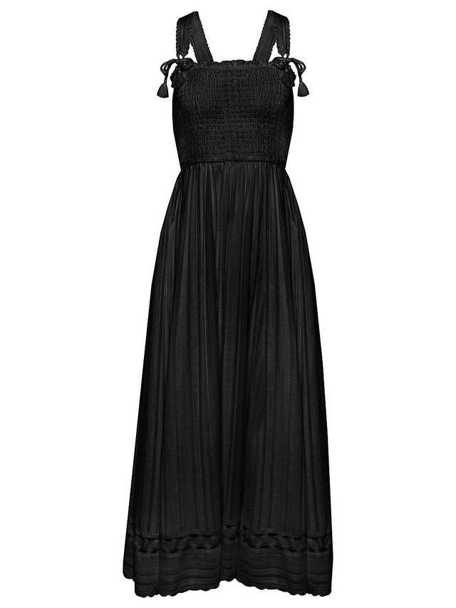 Womens Jo Eyelet-Trimmed Smocked Maxi Dress Product Image