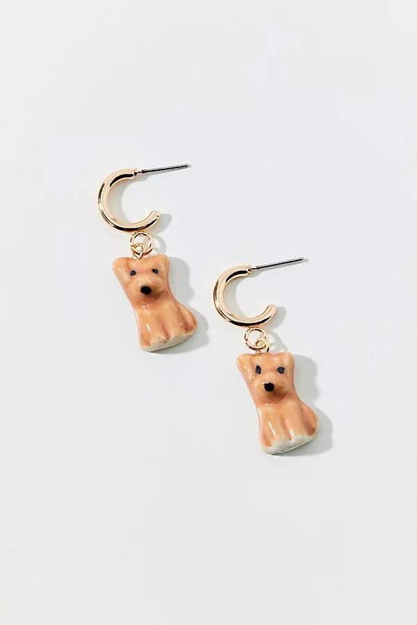 Doggy Ceramic Charm Hoop Earring Womens at Urban Outfitters Product Image