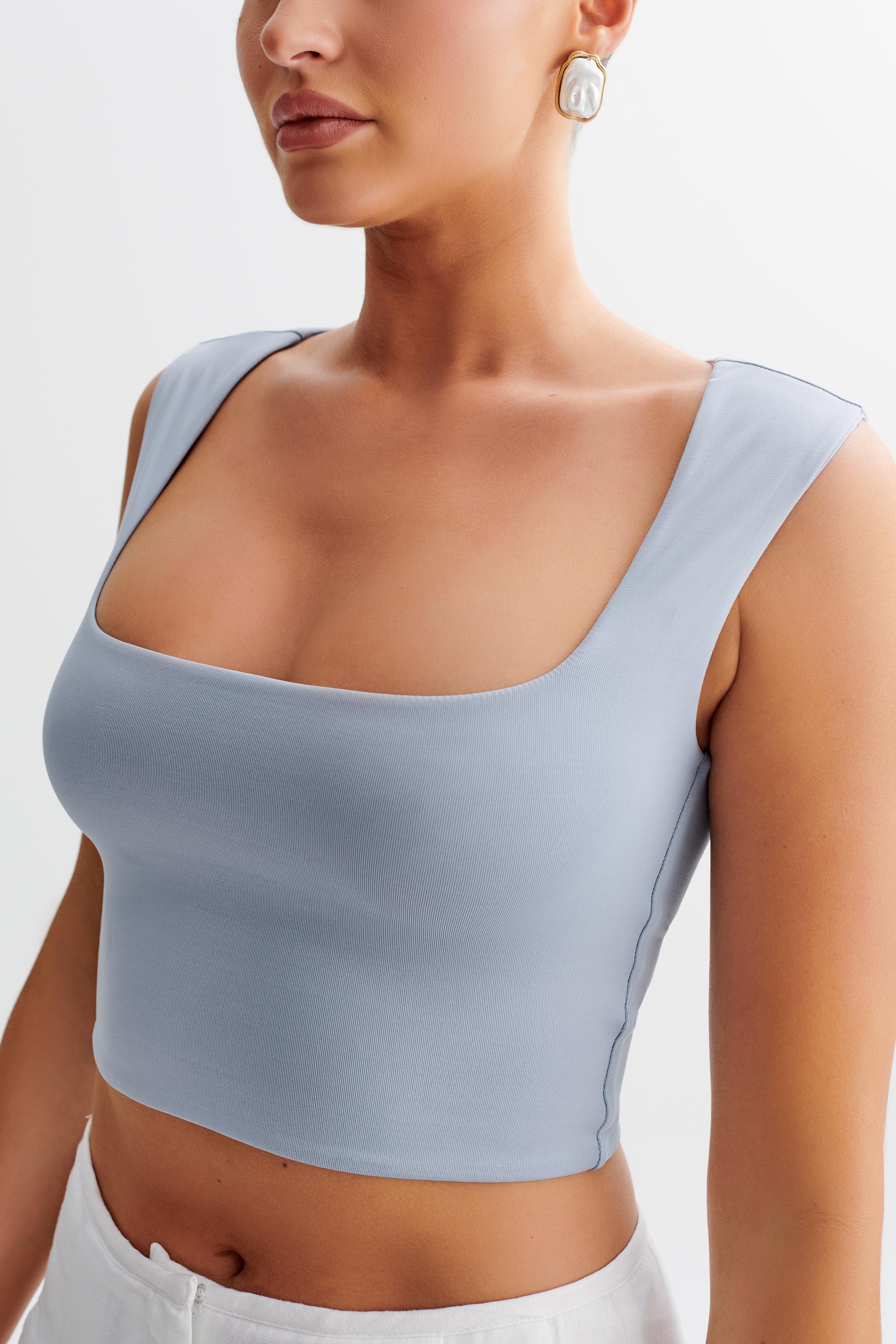 Linley Recycled Nylon Cropped Top - Dusty Blue Product Image