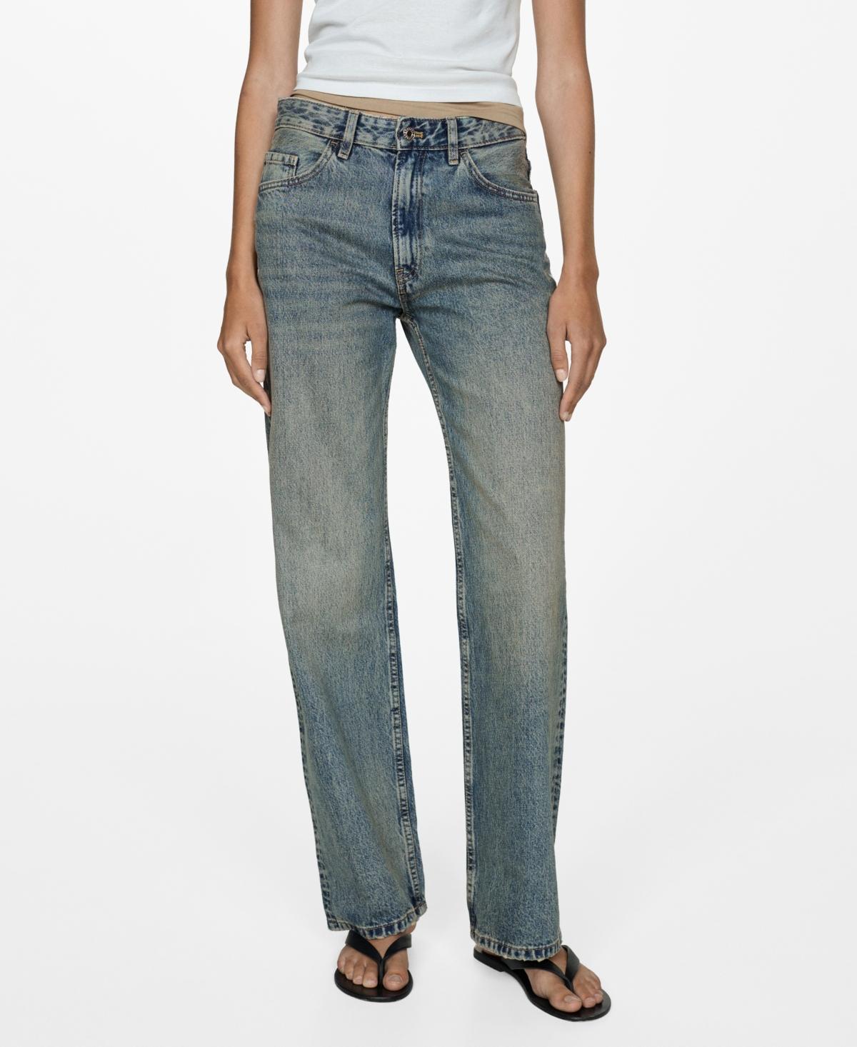 Mango Womens Mid-Rise Straight Jeans Product Image