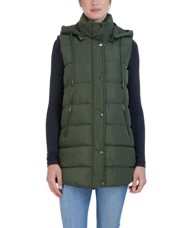 Sebby Collection Womens Long Puffer Vest with Detachable Hood Product Image