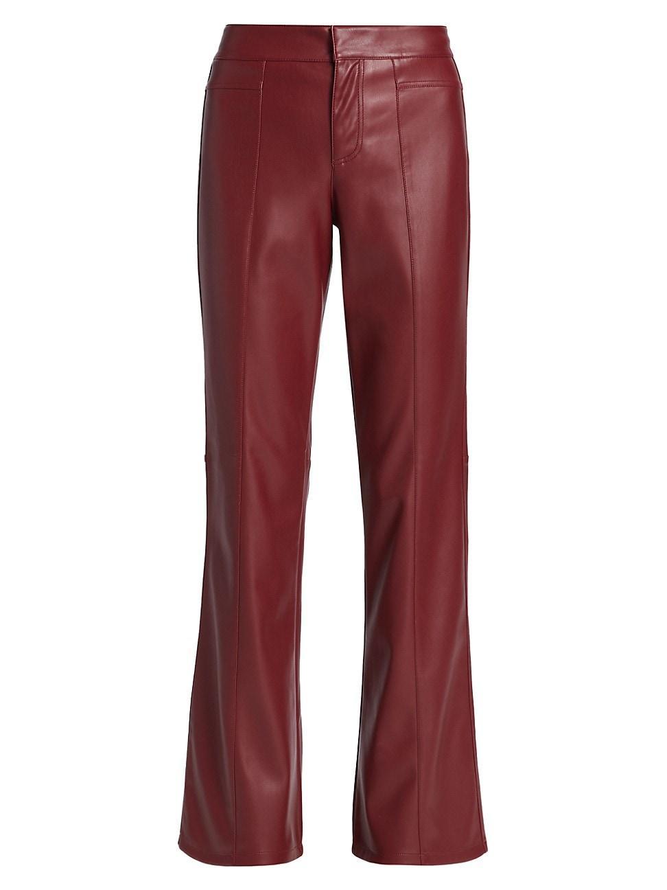 Uptown Faux Leather Flare Pants In Brown Product Image