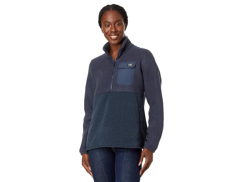 L.L.Bean Petite Sweater Fleece Sherpa Hybrid Color-Block (Carbon ) Women's Clothing Product Image