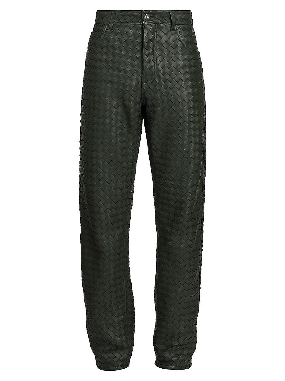 Mens Intrecciato Leather Pants Product Image