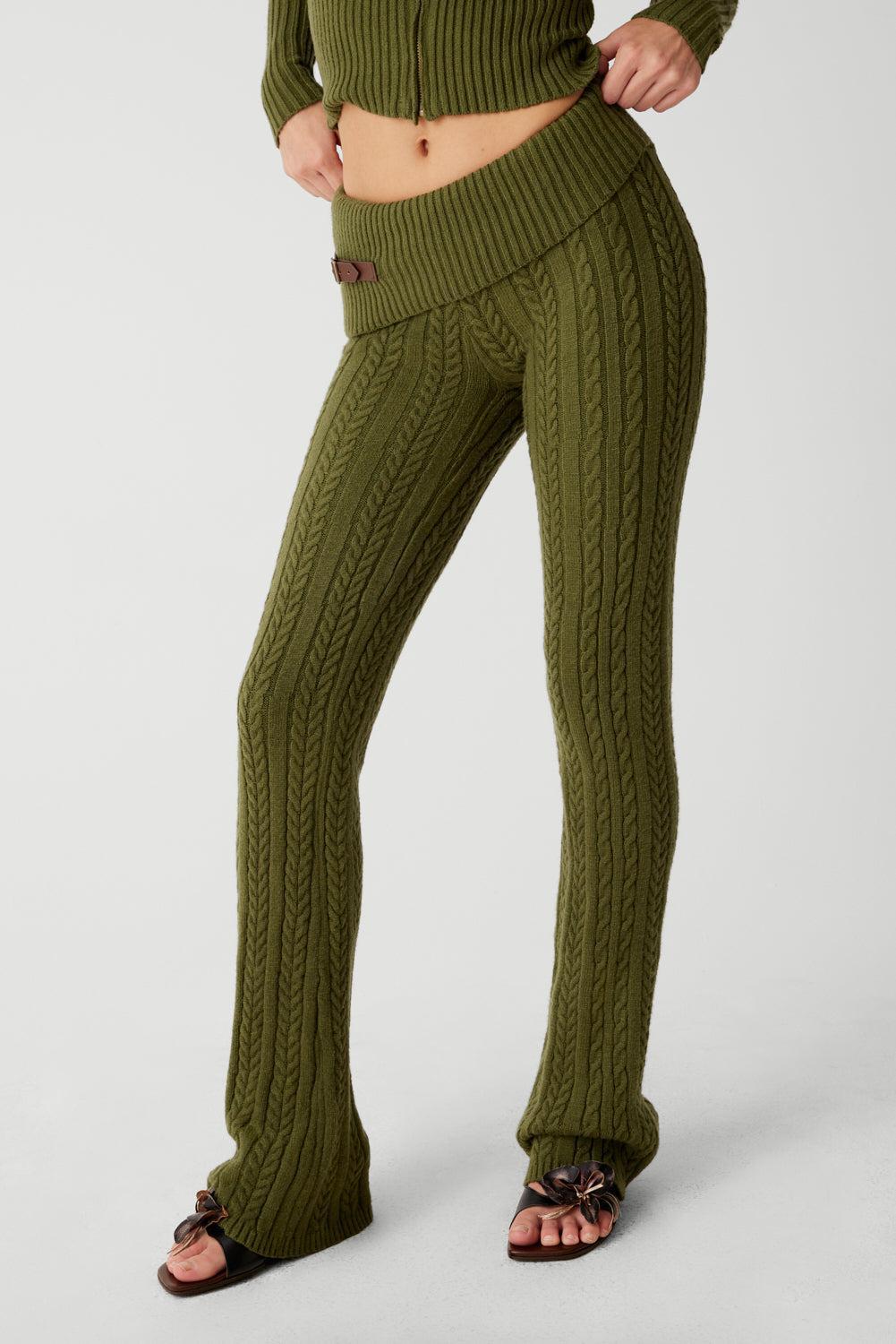 Fleur Cable Cloud Knit Pant - Jade Green Product Image