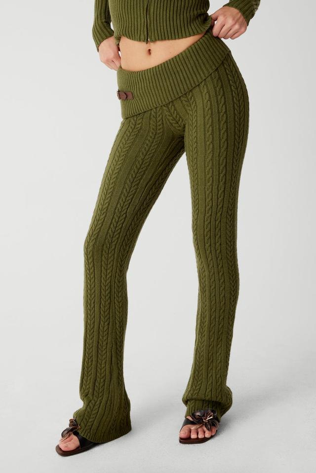 Fleur Cable Cloud Knit Pant - Jade Green Product Image