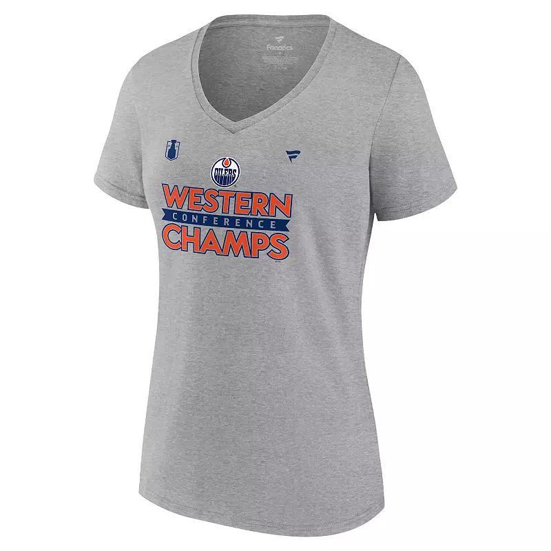 Womens Fanatics NHL Edmonton Oilers 2024 Conference Finals Locker Room V-Neck Tee Product Image