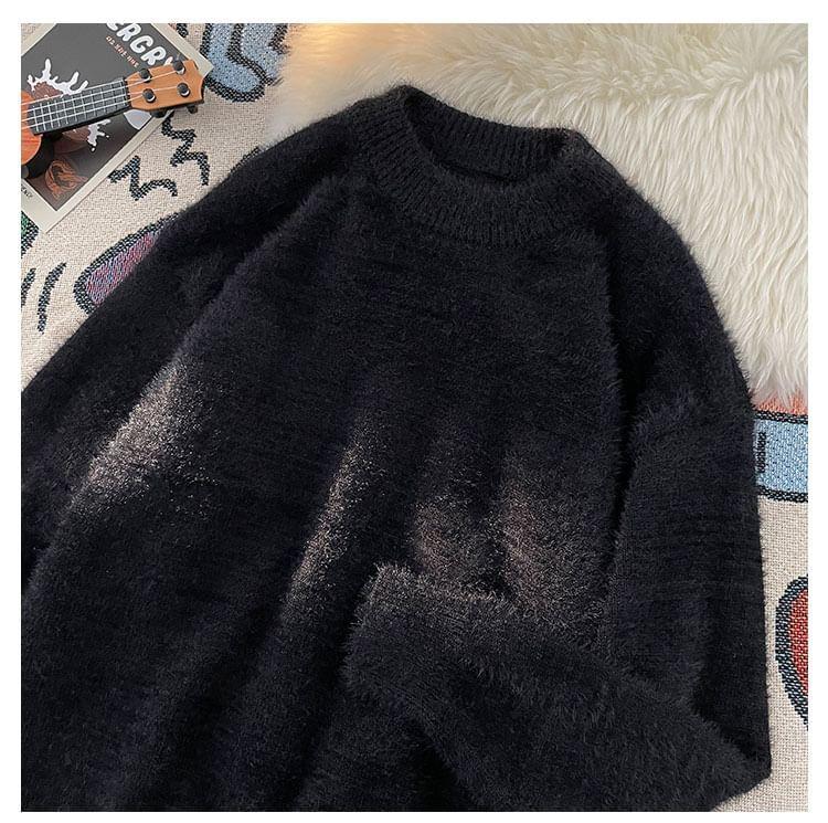 Crew Neck Plain Sweater Product Image