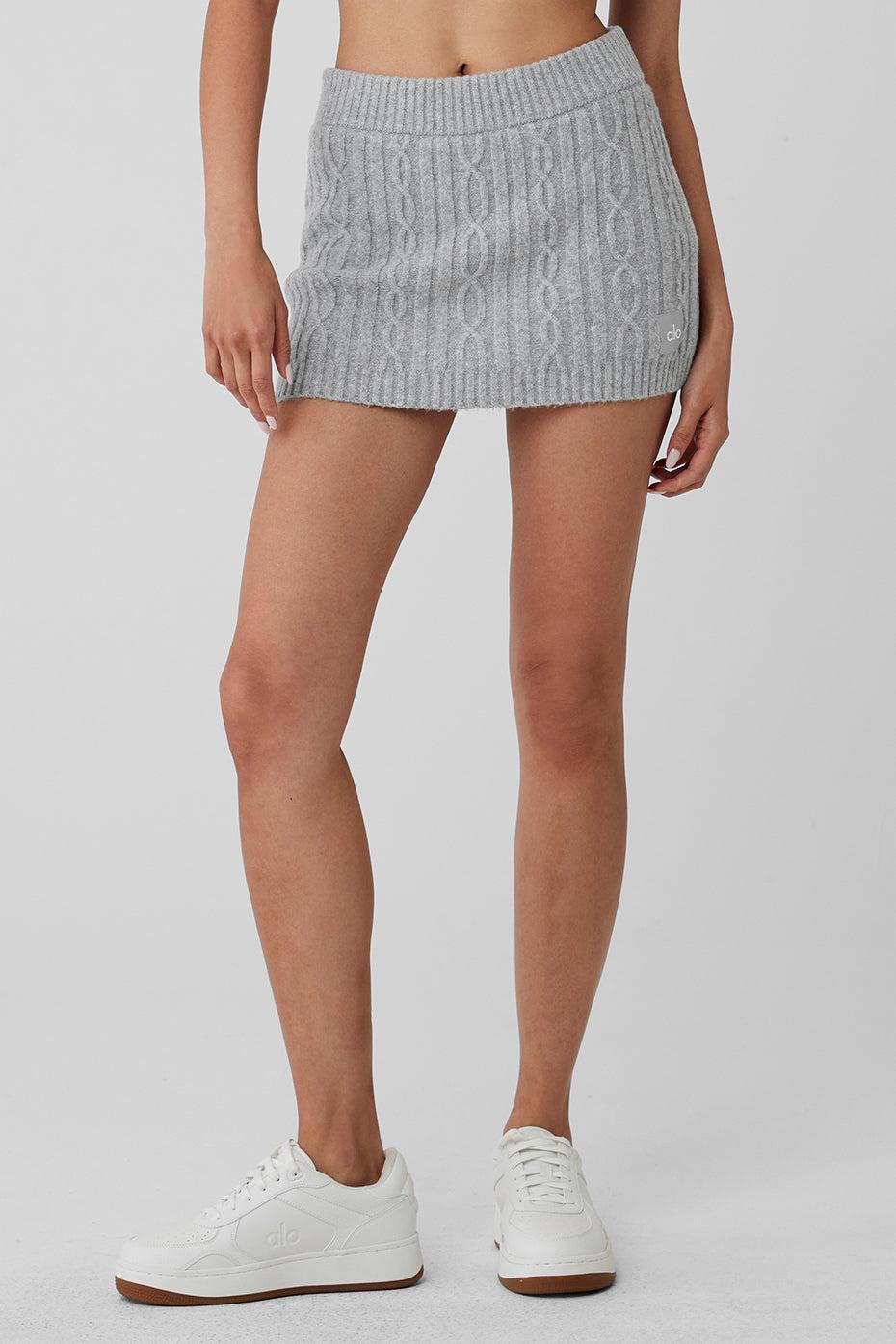 Cable Knit Winter Bliss Mini Skirt - Athletic Heather Grey Product Image