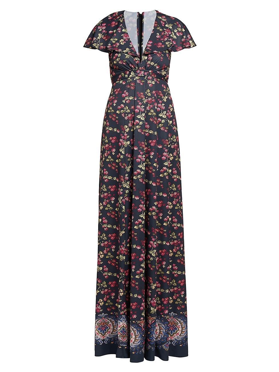 Womens Berry Print Flutter Gown Product Image