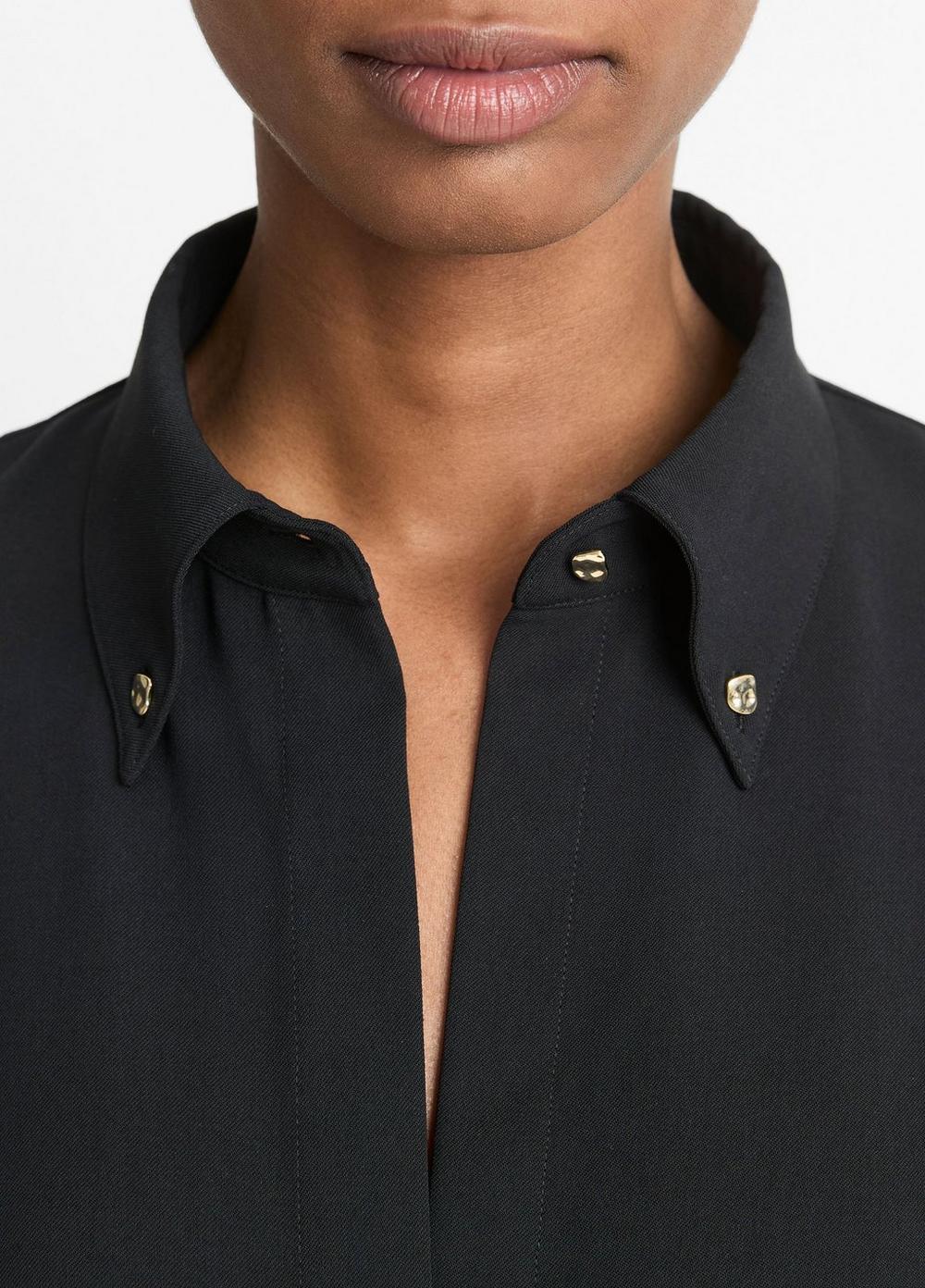 Embellished Point-Collar Crepe Shirt Product Image