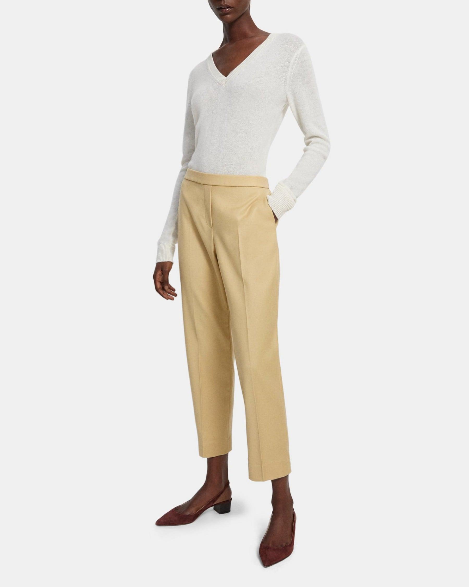 Slim Cropped Pull-On Pant in Wool Flannel Product Image