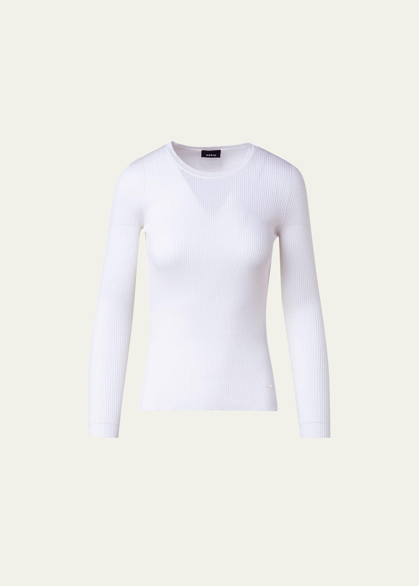 Silk Cotton Seamless Rib Fitted Sweater Product Image