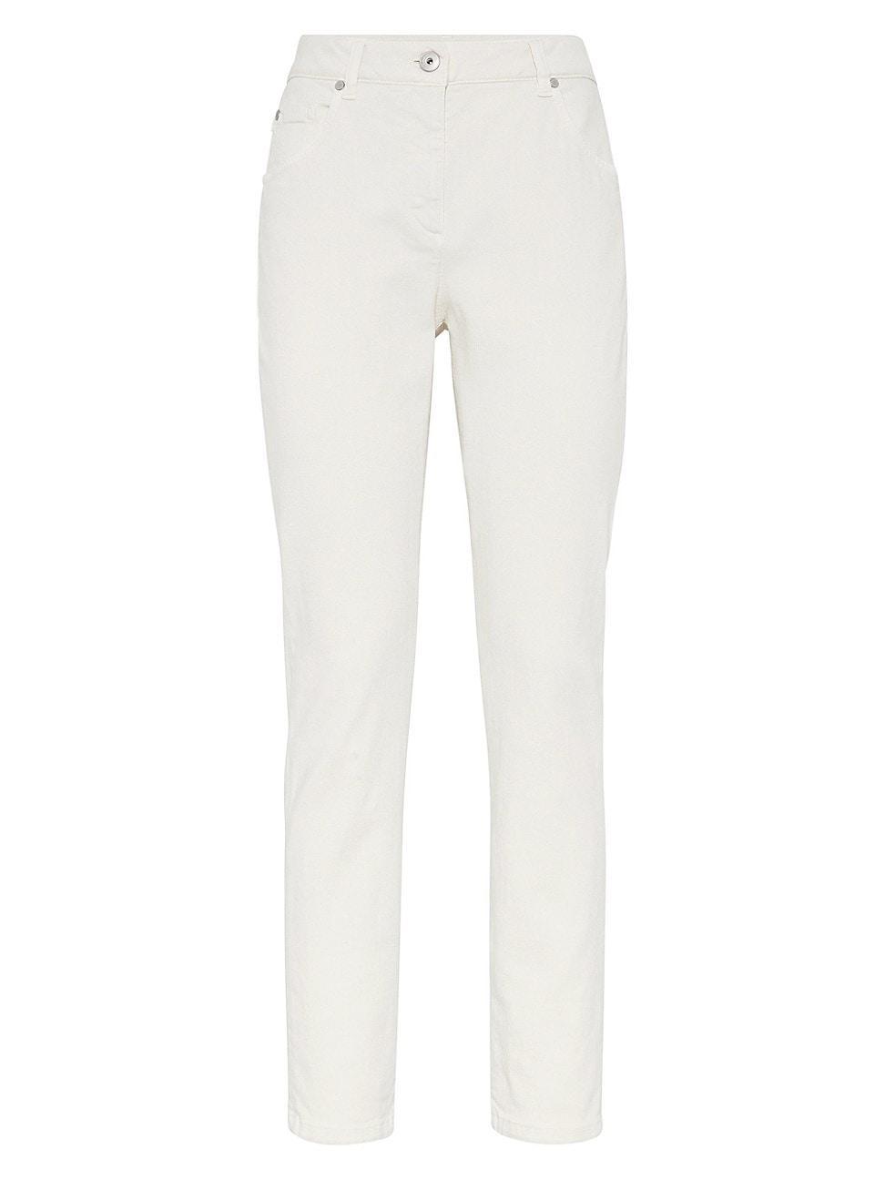 Womens Stretch Dyed Denim Slim Trousers Product Image