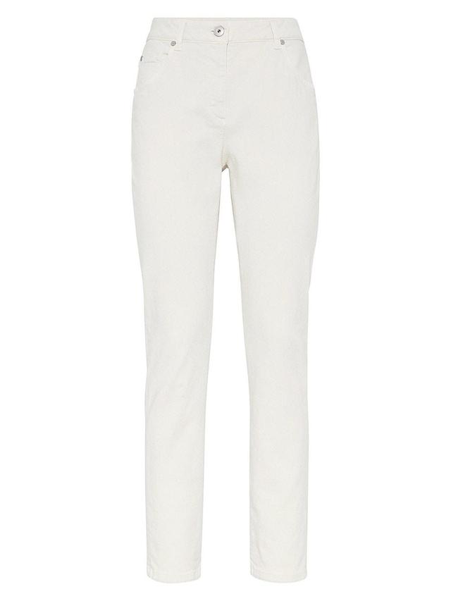 Womens Stretch Dyed Denim Slim Trousers Product Image