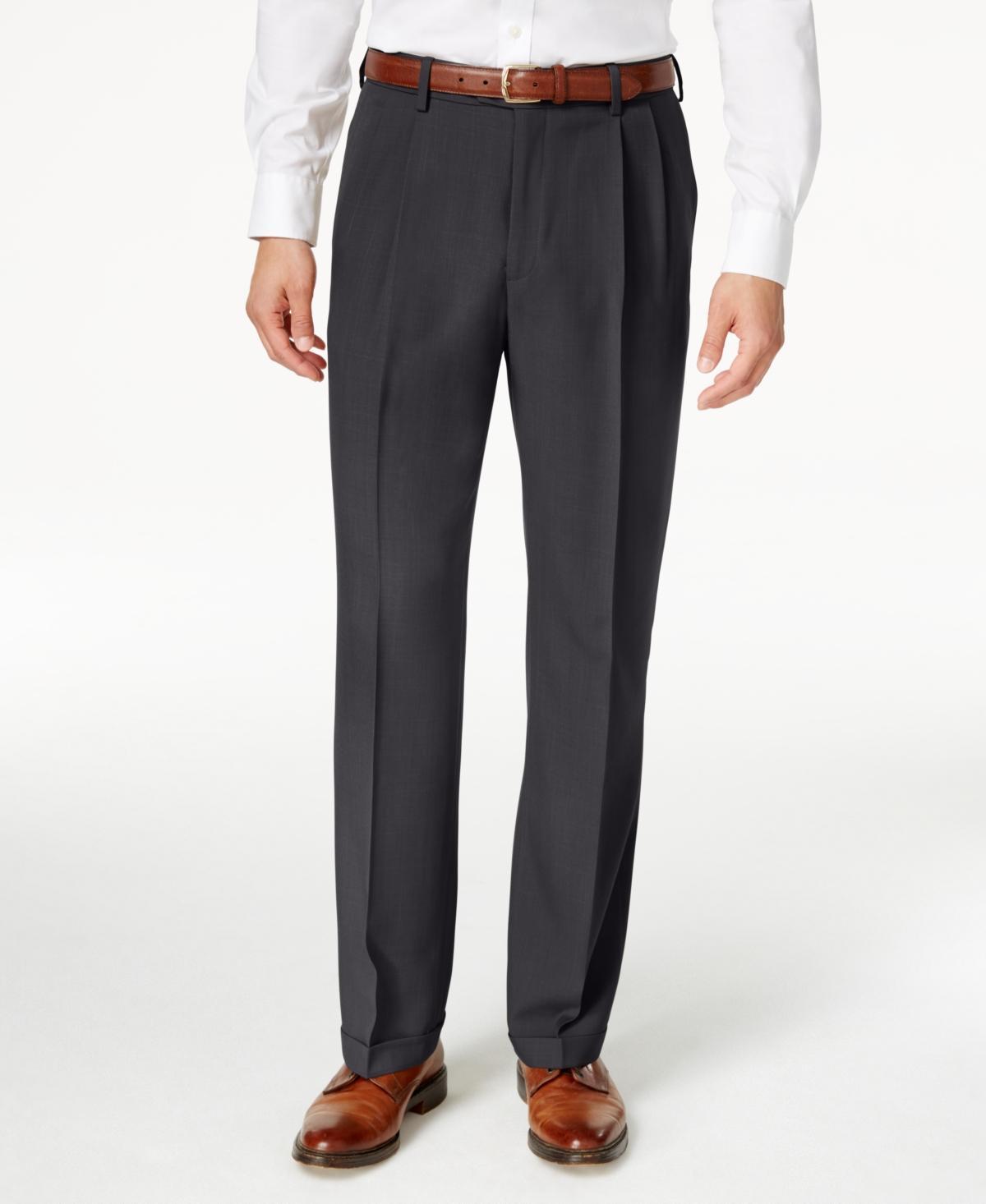 Mens Haggar eCLo Stria Classic-Fit Hidden Expandable Waist Pleated Dress Pants Product Image