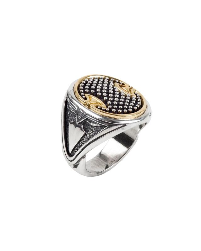 Mens 18k Gold Trim Signet Ring Product Image