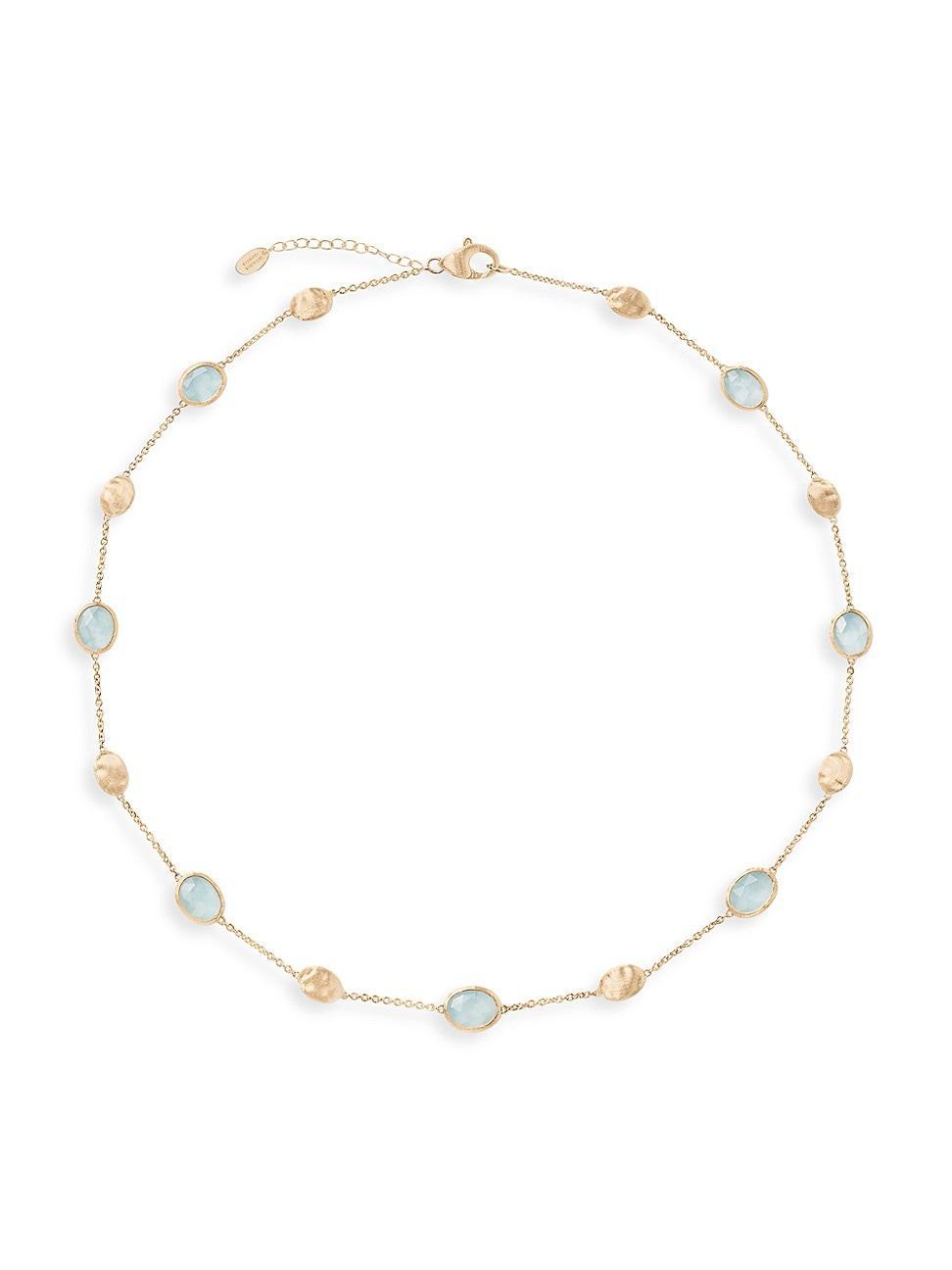 Womens Siviglia 18K Yellow Gold & Aquamarine Station Necklace Product Image