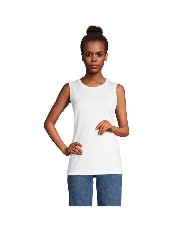 Womens Lands End Supima Cotton Crewneck Tank White Product Image