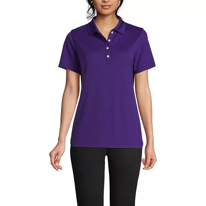 Womens Lands End Short Sleeve Solid Active Polo Shirt Peacock Blue Product Image