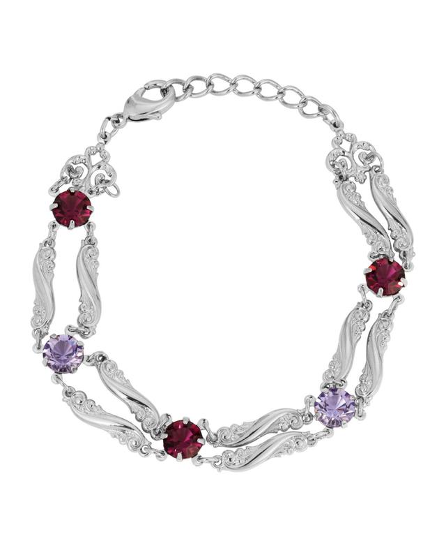 2028 Crystal Silver-Tone Link Bracelet Product Image