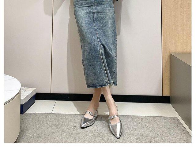 Pointed Toe Plain Slingback Mary Jane Flats Product Image