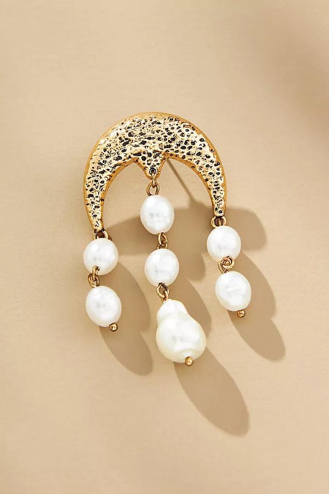 Half-Moon Pearl Drop Earrings Product Image