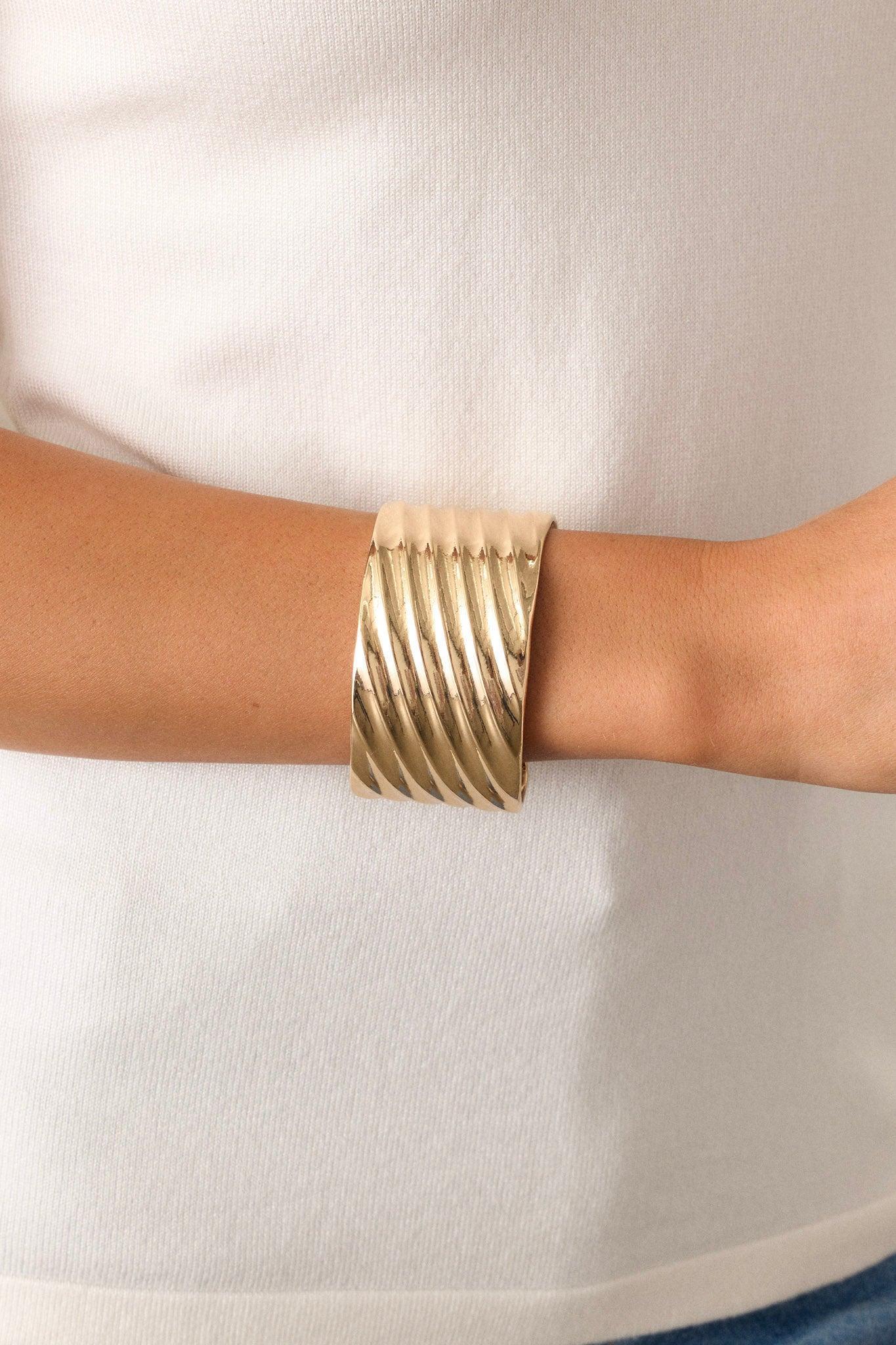 Sunlit Gleam Gold Cuff Bracelet Product Image