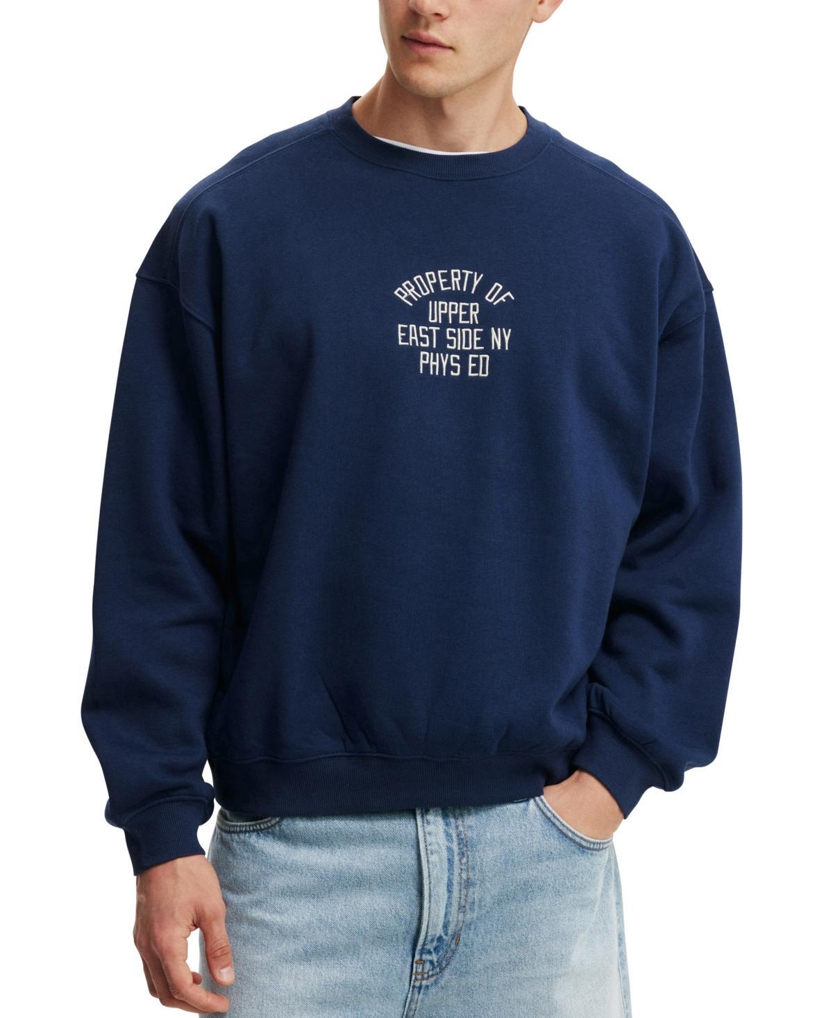 Cotton On Mens Box Fit Graphic Crew Sweatshirt - Indigo Product Image