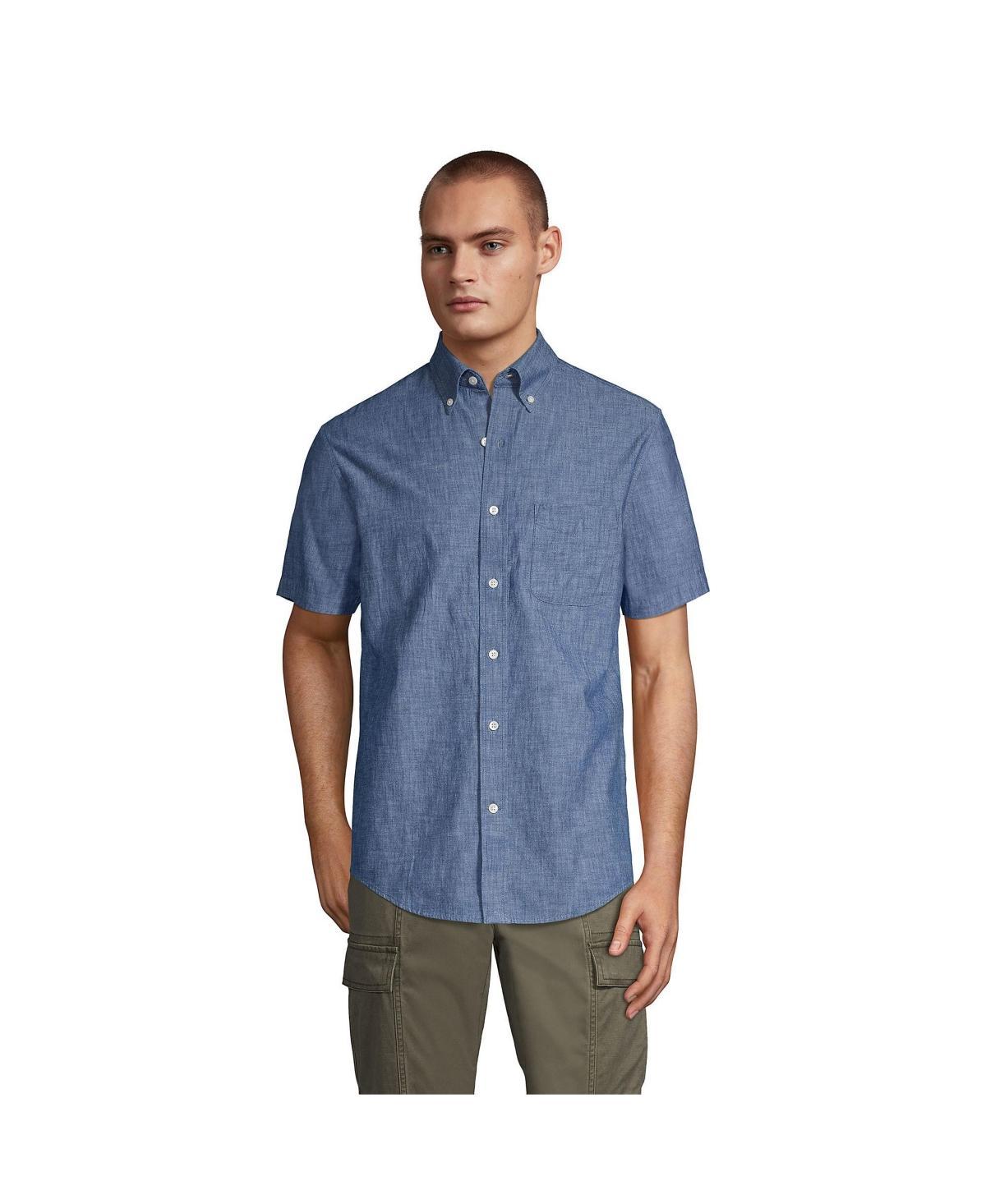 Mens Lands End Traditional-Fit Chambray Button-Down Shirt Blue Chambray Product Image