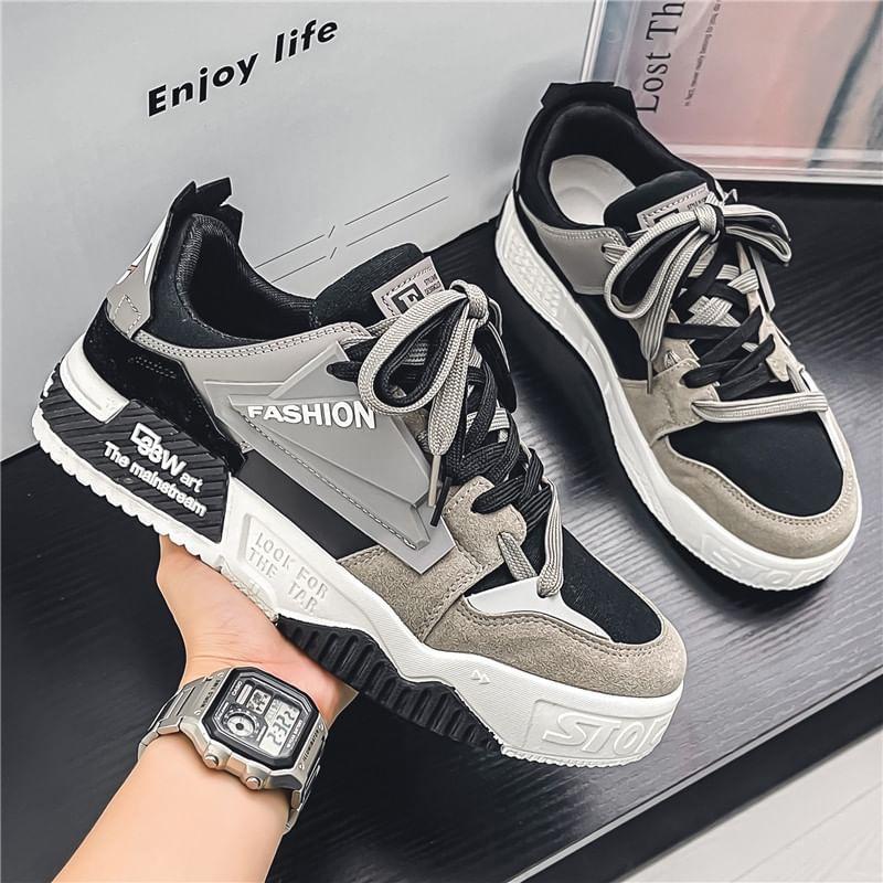 Lettering Lace-Up Platform Sneakers Product Image