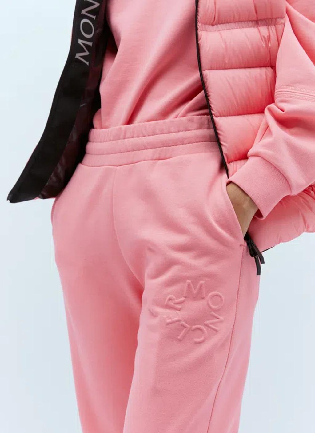 MONCLER Embossed Logo Track Pants In Pink Product Image